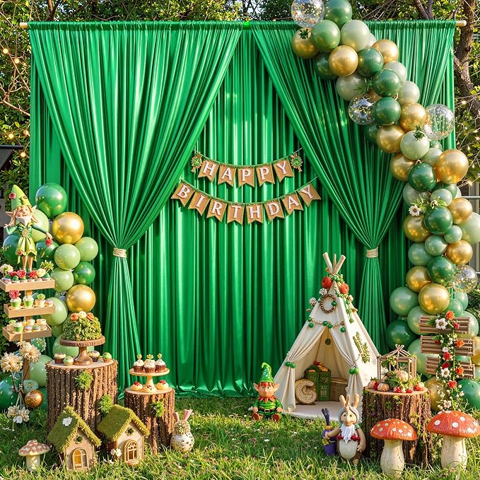 20x10ft Green Sequin Backdrop Curtains, Wrinkle Free Glitter Backdrop Drapes by Outpain