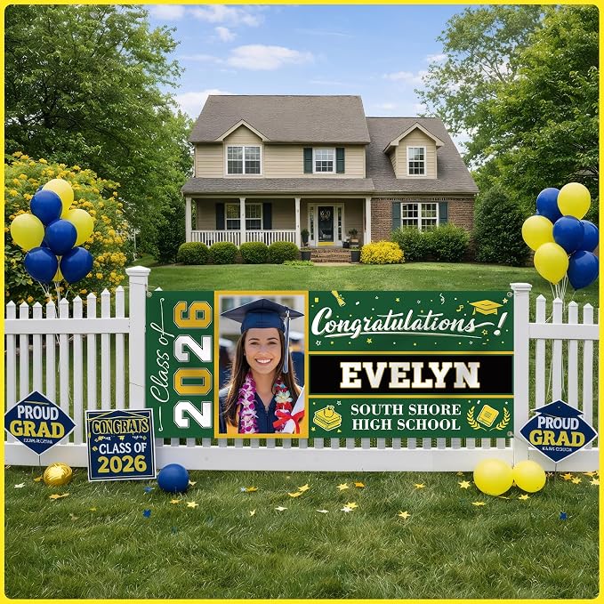 Custom Vinyl Banner Personalized Grad Backdrop, 4 Size | Graduation Decorations - Image 6