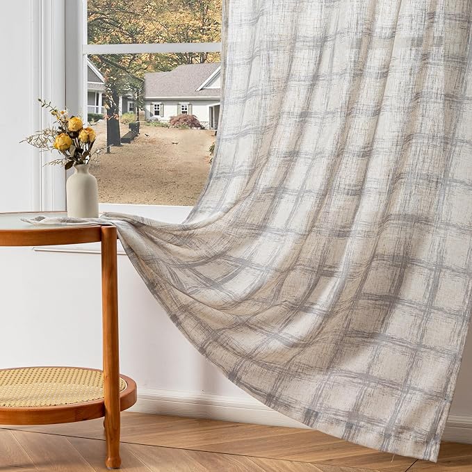MYSKY HOME Semi Sheer Curtains 84 Inch Length 2 Panels Set - Image 2