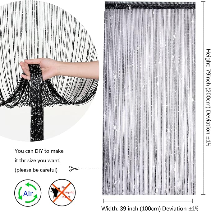 2 Pack 39 x 79 Inch Beaded Curtain String Door Curtains, Hippie Room Decor - Image 2