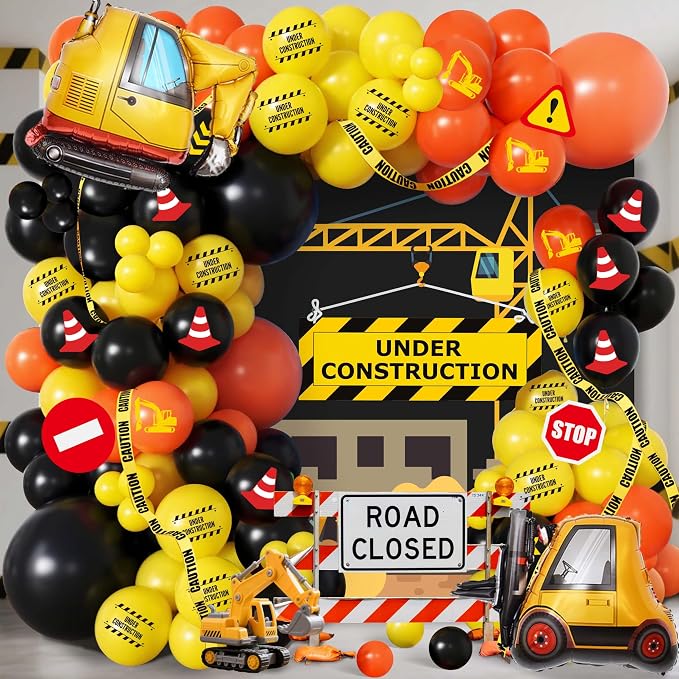 102pcs Construction Birthday Party Decorations Balloon Garland Arch Kit by Jenlion