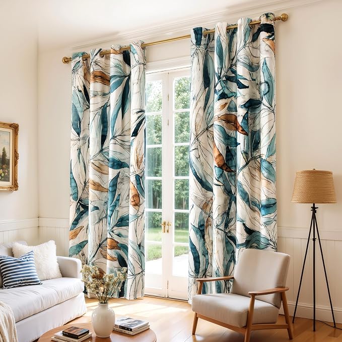 SUBRTEX Blackout Curtains 52Wx108L, Room Darkening Floral Curtains, Thermal - Image 4
