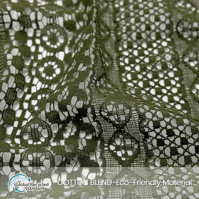 WAZZIO Boho Lace Curtains 84 Inches 2 Panel, Light Filtering Privacy Tassel & - Image 5