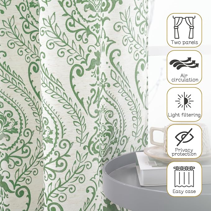 45 inch Length Linen Curtains for Small Windows, Light Filtering Linen Drapes - Image 7
