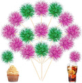 Chinco 100 Pcs Pink and Green Foil Firework Witch Cupcake Toppers Party Favors by Chinco