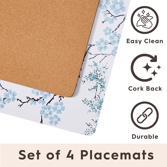 Laura Ashley Cork Placemats, 16 x 12-inch, Oriental Blossom | Ideal - Image 3
