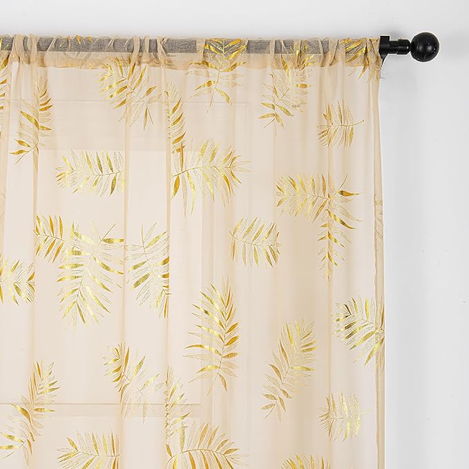 Sutuo Home Khaki Sheer Curtains 96 Inches Long 2 Panels Set, Window Treatment - Image 4