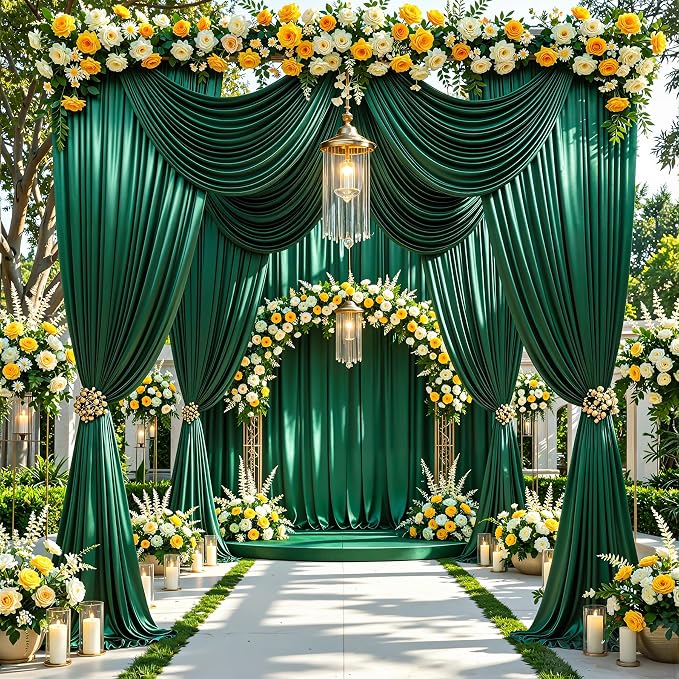 20x10ft Dark Green Glitter Backdrop Curtain - Image 6