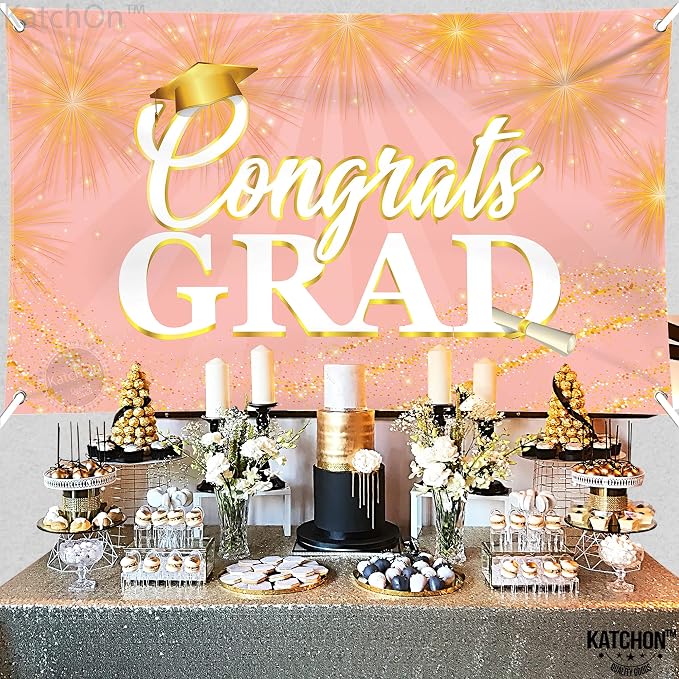 KatchOn Graduation Decorations 2026 Congrats Grad Banner Rose Gold | Graduation - Image 8