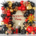 LOOLEY 137Pcs Red Black Gold Balloons Garland Arch Kit by LOOLEY