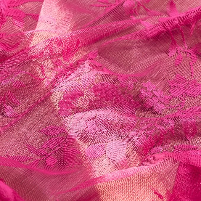 Raspberry Lace Curtains 84 Inches Long 2 Panels Vintage Floral Sheer Curtains - Image 8