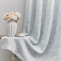 Beauoop Blue Floral Jacquard Blackout Curtains by Beauoop