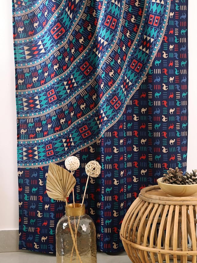 Popular Handicrafts Blue Hippie Mandala Art of Camel Curtains 100 Inch Length - Image 6