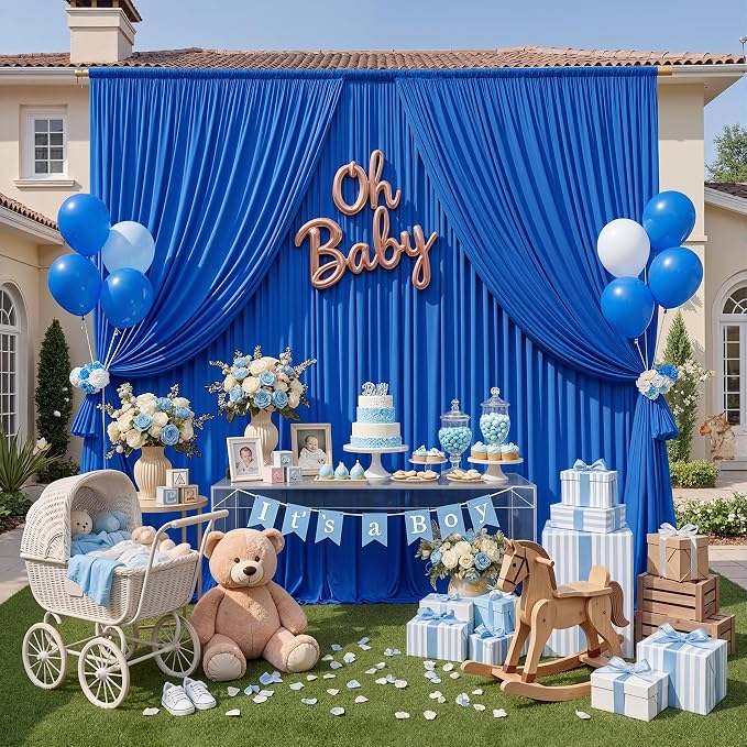 40ftx10ft Wrinkle Free Royal Blue Backdrop Curtains - Image 8