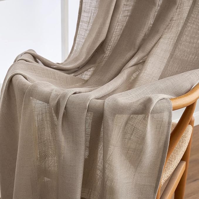 MIULEE Taupe Linen Curtains 37x90 Inch Long 2 Panel - Image 6