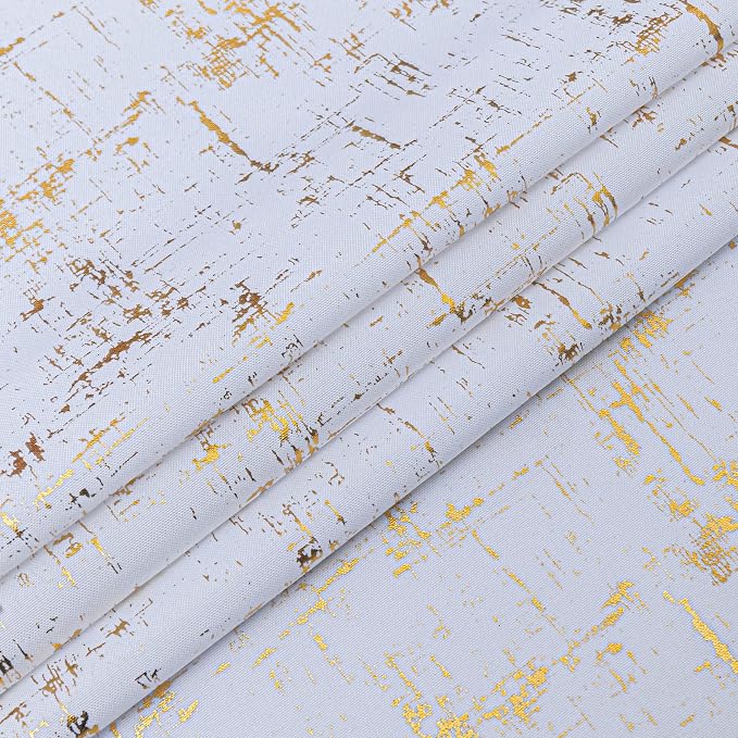 Taisier Home Gold Foil Print Linen Textured Curtains Geometric Dots Pattern - Image 5