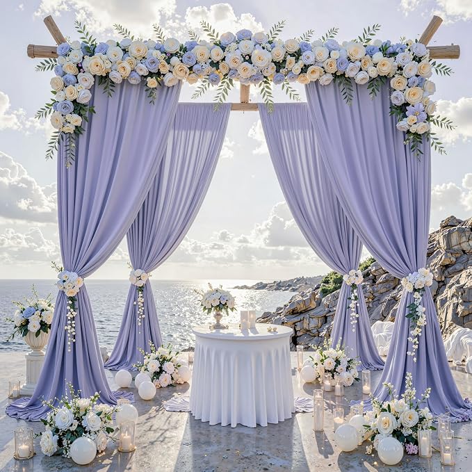20 ft x 10 ft Wrinkle Free Lavender Backdrop Curtain - Image 2