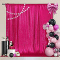 PartyDelight Hot Pink Sequin Backdrop 6x8ft Sparkly Photo Curtain | 4 Inch Rod by PartyDelight