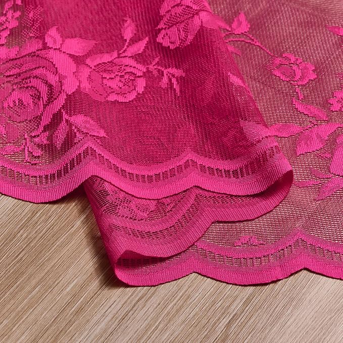 Raspberry Lace Curtains 84 Inches Long 2 Panels Vintage Floral Sheer Curtains - Image 7