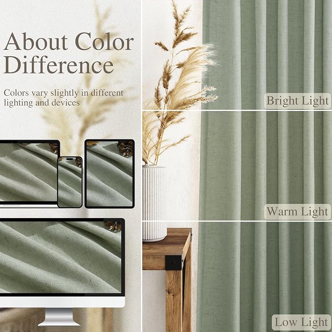 Extra Long Desert Sage Linen Curtains 120 Inch - Image 3