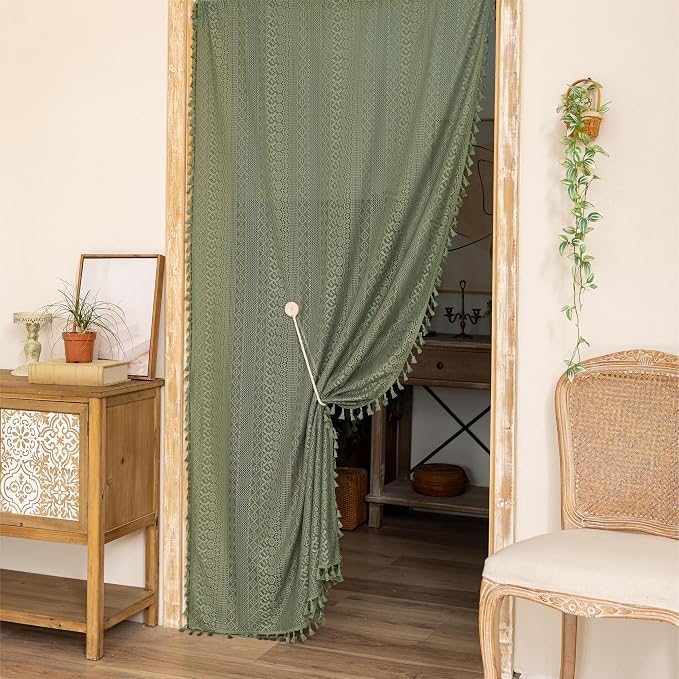 Sutuo Home Olive Green Boho Doorway Curtains by SutuoHome