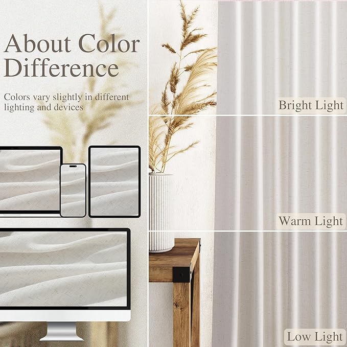 Natural Linen Curtains 90 Inches Long - Image 3