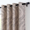 Grey Paisley Linen Textured Curtains 84 in Vintage Grommet 2 Panels | Room by Vangao