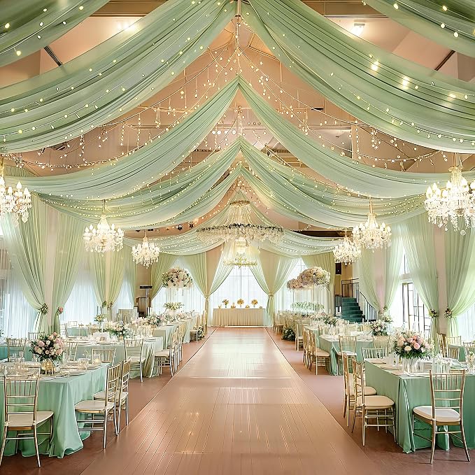 6 Panels Green Ceiling Curtains - Image 8