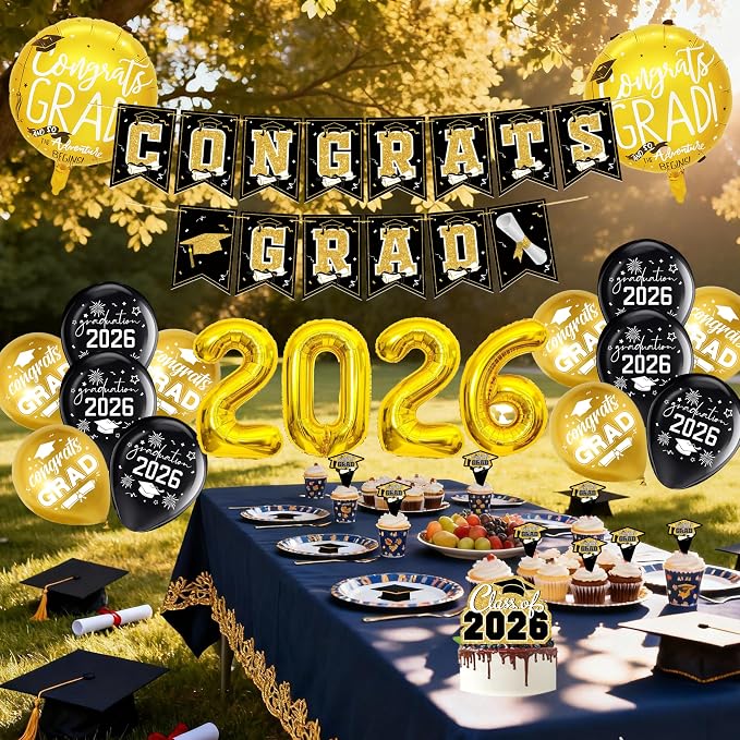 Black and Gold Graduation Decorations 2026 Class of 2026 Decorations - Image 3