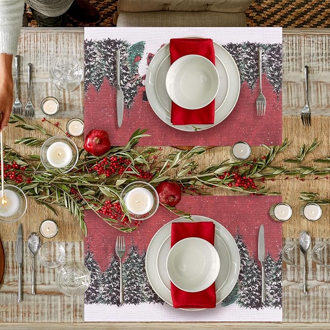 Aofmee Christmas Placemats Set of 6, Washable Christmas Place Mats - Image 6