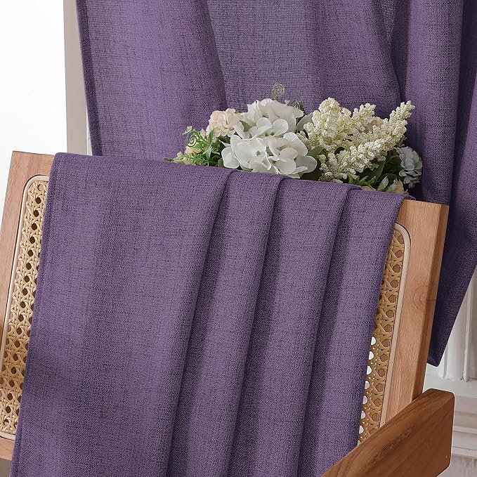 Tollpiz Short Linen Tier Curtains Rod Pocket Semi Sheer Half Kitchen Curtain - Image 6