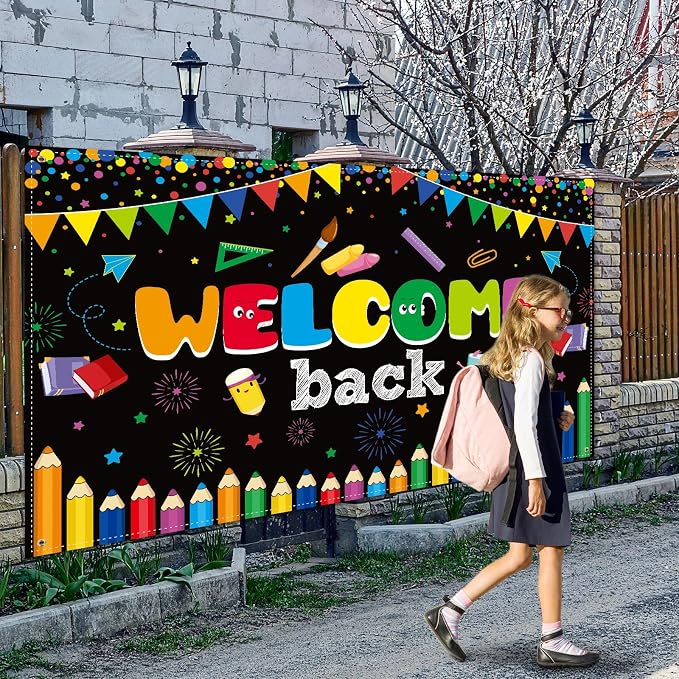 Tatuo Welcome Back to School Banner First Day of School Backdrop Banner Large - Image 6