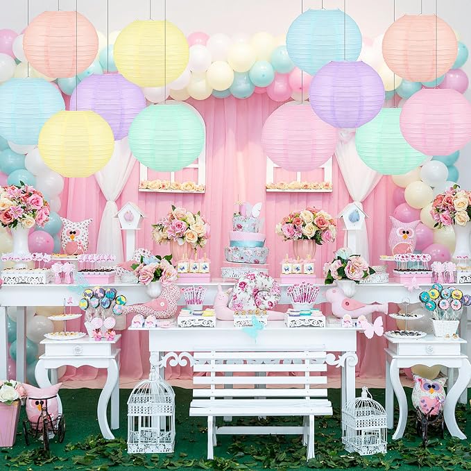 Qenk 12 Pcs Colorful Hanging Paper Lanterns - Image 6