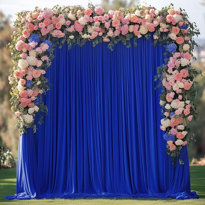 Royal Blue Backdrop Curtain for Parties Backdrop Drapes 10x10FT | Wrinkle Free by Wokceer