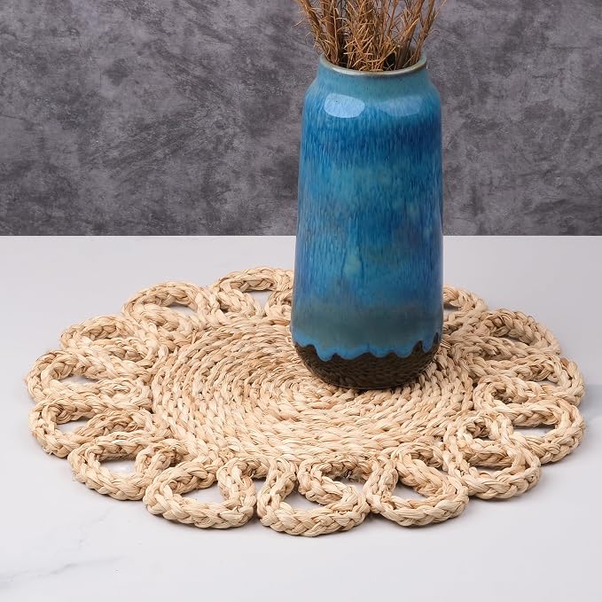 13.8" Corn Husk Woven Round Placemats Set of 8 - Image 8