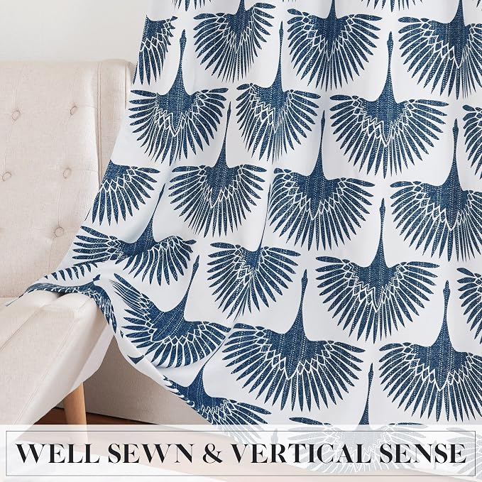 KGORGE Blackout Curtains Geometric Bird Pattern Farmhouse L 84" - Image 6