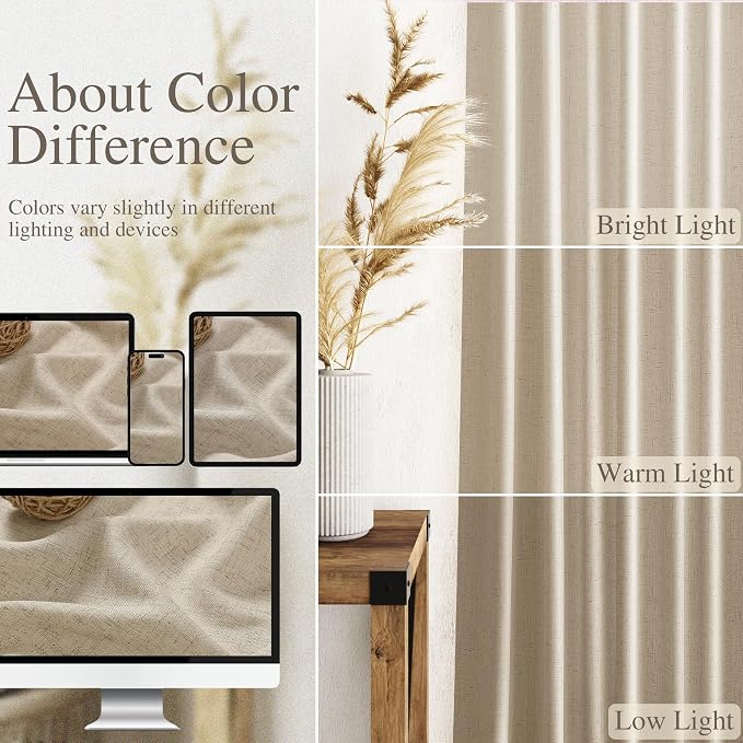 Taupe Burlywood Linen Curtains 80 Inch Length - Image 3