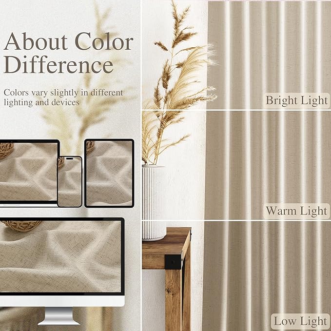 Taupe Burlywood Linen 112 Inch Curtains - Image 3