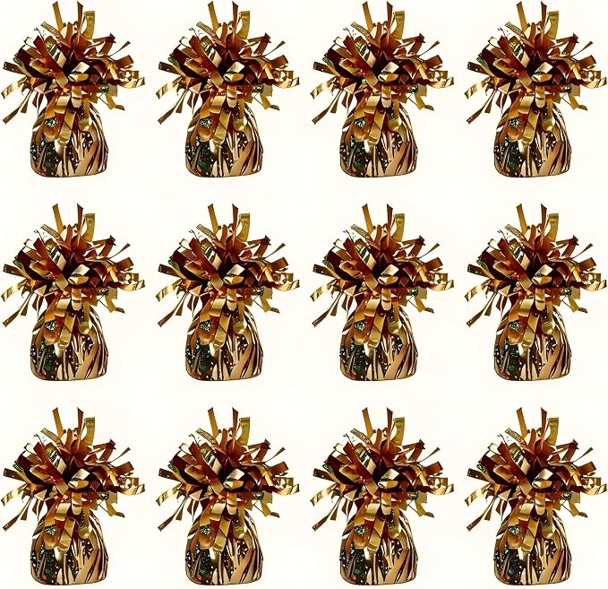Glitter Champagne Gold Balloon Weights, 12 Pack | Glitter champagne gold PET by Unknown