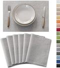 Demetex Gray Placemats Set of 6 Linen Heat Resistant Plate Mats Washable Place by DEMETEX