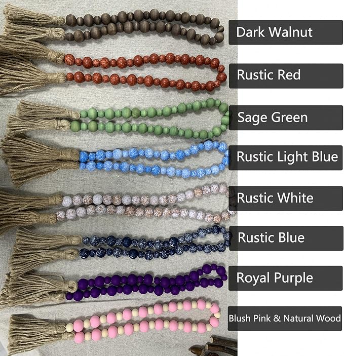 Handcrafted Farmhouse Wooden Decorative Beads Garland, Table Tray Boho Wood - Image 5