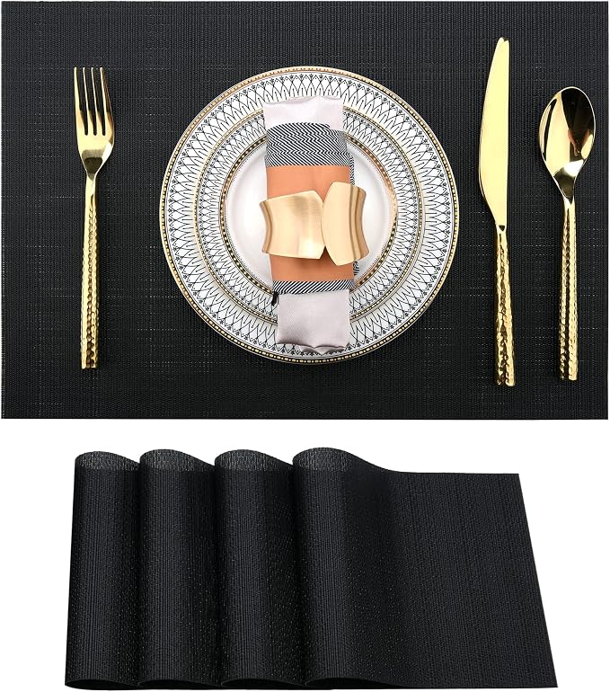 SLKQG Black Placemats Set of 4 by SLKQG