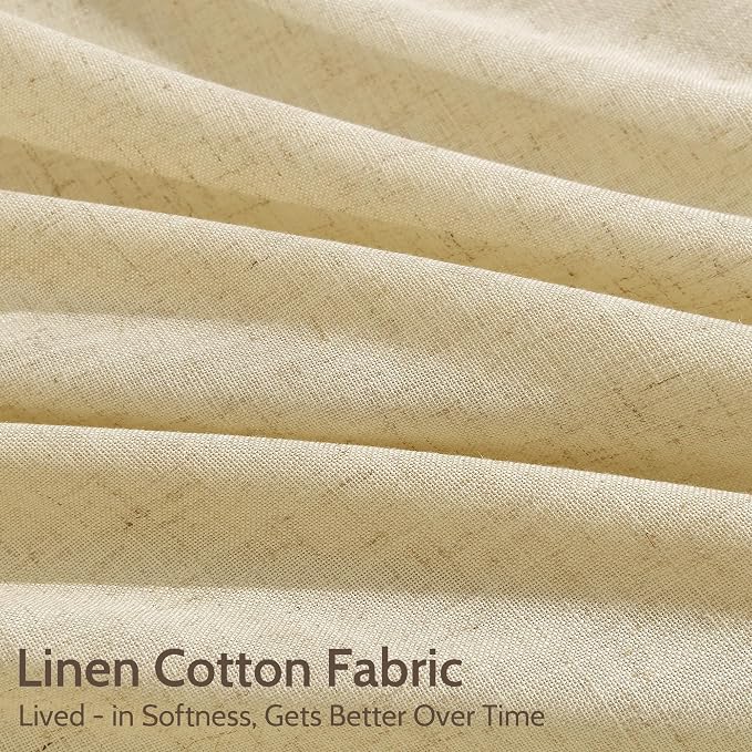 Cream Yellow Curtains 96 Inch Length 2 Panels Set - Image 4