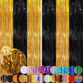 Black Gold Streamer Tinsel Foil Fringe Curtains Streamer 2Pack 3.3X 8.3Ft by UWPVOWSR