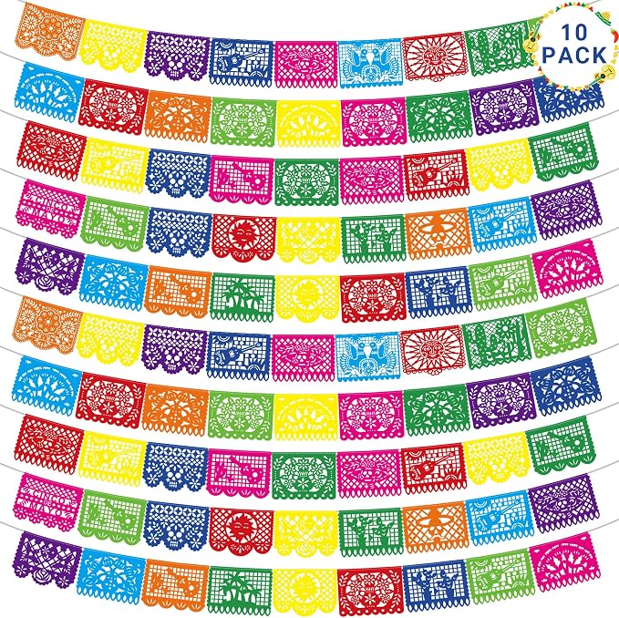 10 Pack Mexican Party Decorations, 180 FT Fiesta Banner Cinco De Mayo Party by Heartome