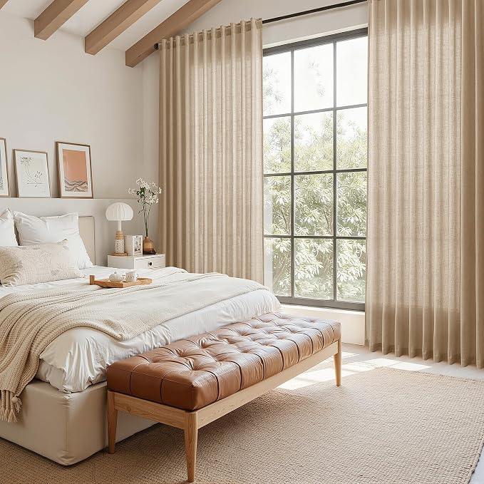 Sand Beige Linen Curtains for Living Room 105 Inches Long Simple Modern Light - Image 7