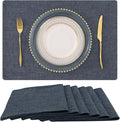 Faux Cotton Linen Placemats Set of 6, Cloth Washable Farmhouse Dining Table Mats by homing