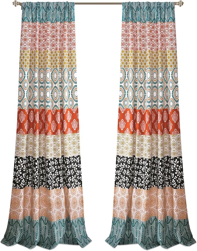 Lush Decor Bohemian Stripe Window Curtain Panels, Pair 52" W x 95" L Turquoise - Image 7