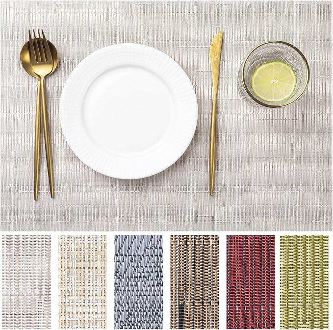 LEXMORE Placemats Set of 12 Vinyl/Plastic Woven Place Mats by lexmore