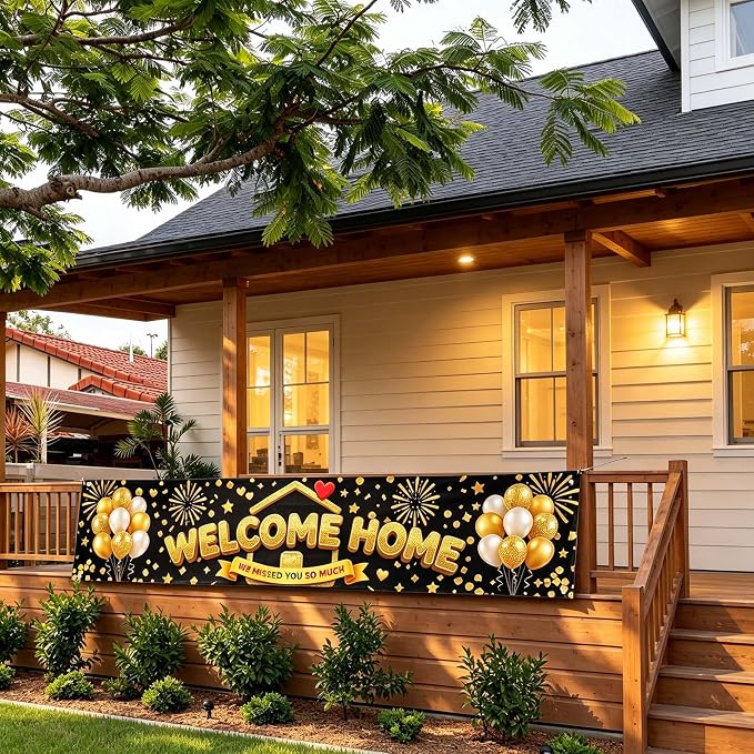 Welcome Home Banner Sign for Front Door Porch, 6x1.3 ft Long Narrow Welcome - Image 6